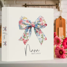 Pin Bow Floral nana Cookbook 3 Ring