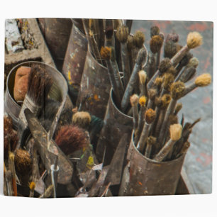 Classeur Pinceaux et peinture d'artiste en vieux Coque en b