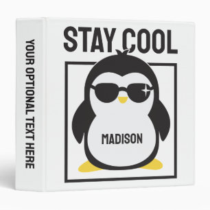 Classeur Pingouin cool de nom personnalisé