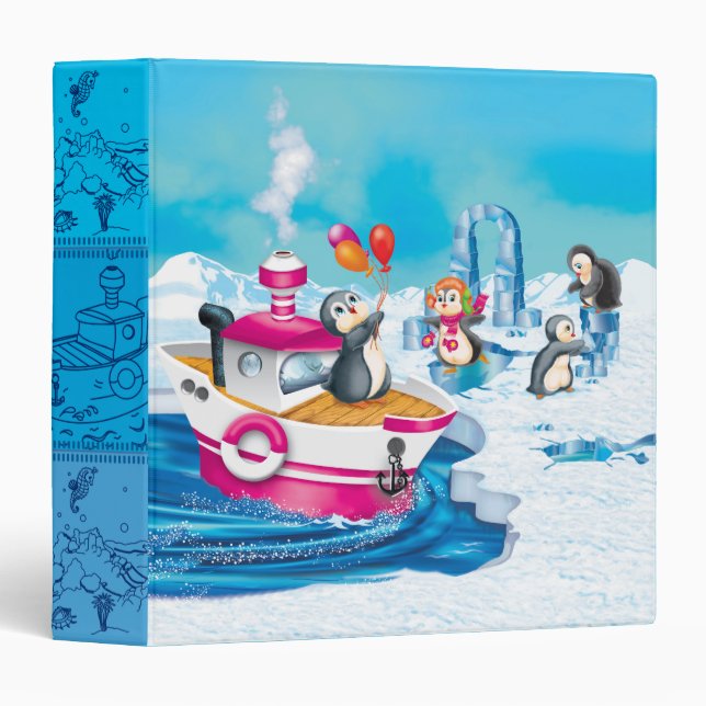Classeur pingouins en Antarctique (Devant/Côté)