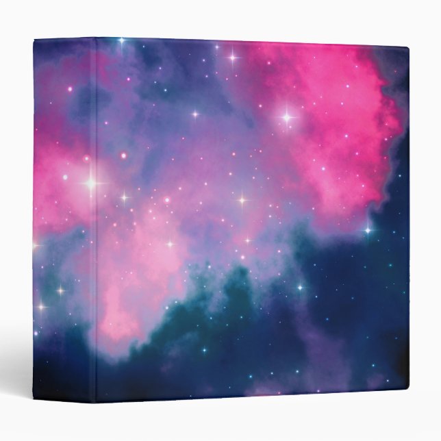 Classeur Pink & Blue Galaxy & Stars Abstract (Devant/Côté)