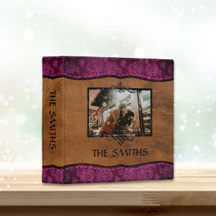 Classeur Pink+Brown Faux Leather Family Scrapbook Album