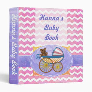 Classeur Pink Chevron Pram Custom Baby Book