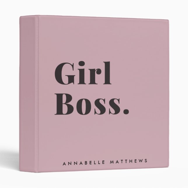 Classeur Pink Girl Boss Babe Propriétaire de petite entrepr (Devant/Côté)