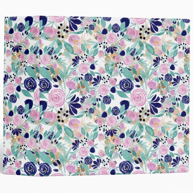 Classeur Pink Navy Blue Gold (Devant/Côté)