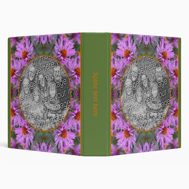 Classeur Pink New England Aster Flowers Ajoutez Votre Propr (Arrière-plan)