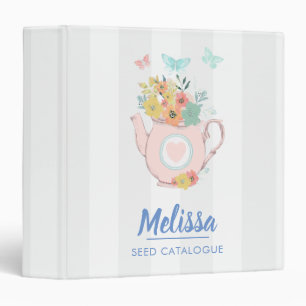 Classeur Pink Teapot with Flowers & Butterflies