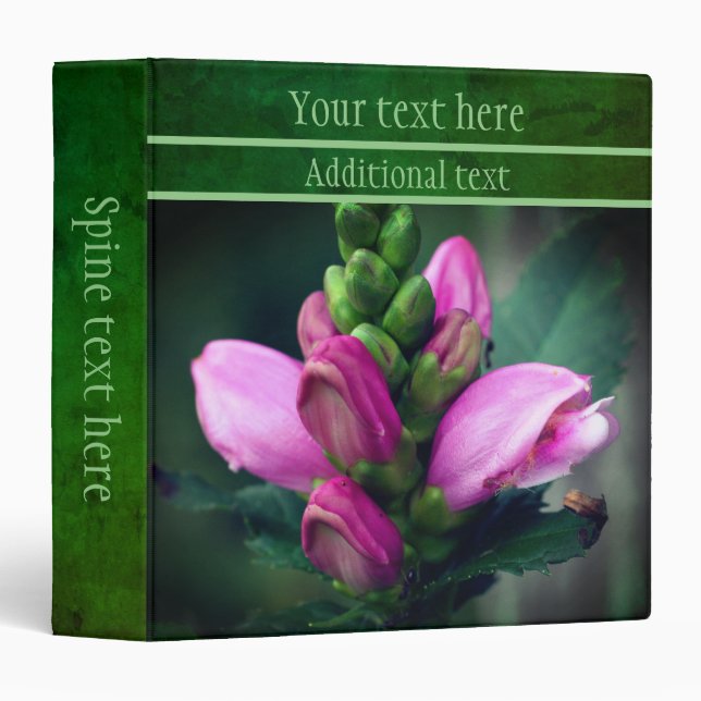 Classeur Pink Turtlehead Flower Close Up Personnalisé (Devant/Côté)
