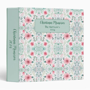 Classeur Pinsététie rose et menthe verte florale 1,5 po