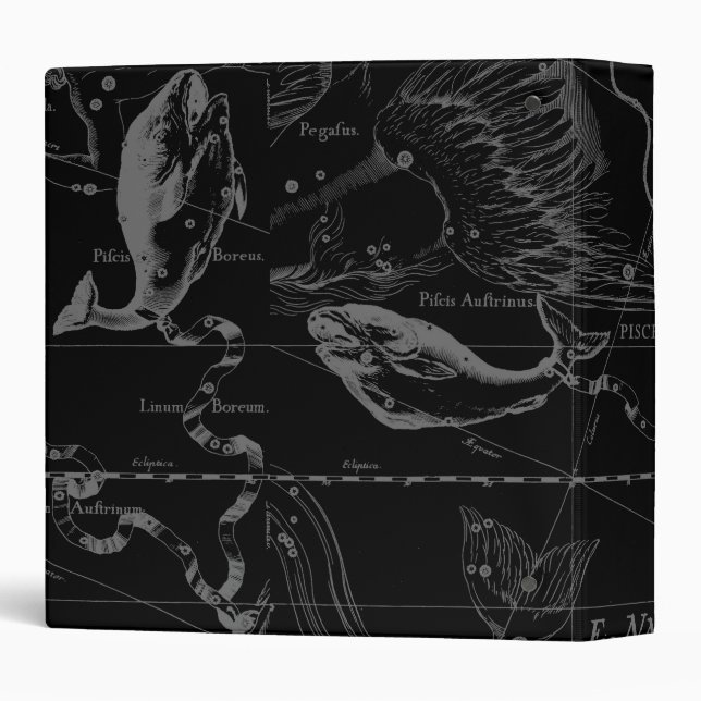 Classeur Pisces Constellation Map par Hevelius 1690 (Dos/Côté)