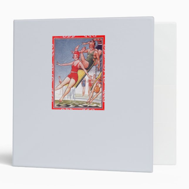 Classeur Piscine Fête Nage Vintage Été (Devant/intérieur)