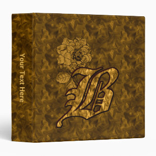 Classeur Pivoine dorée Élégant Monogramme Initiale B Person