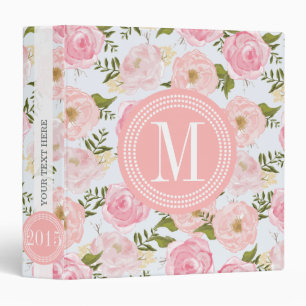 Classeur Pivoine rose florale vintage Girly de roses