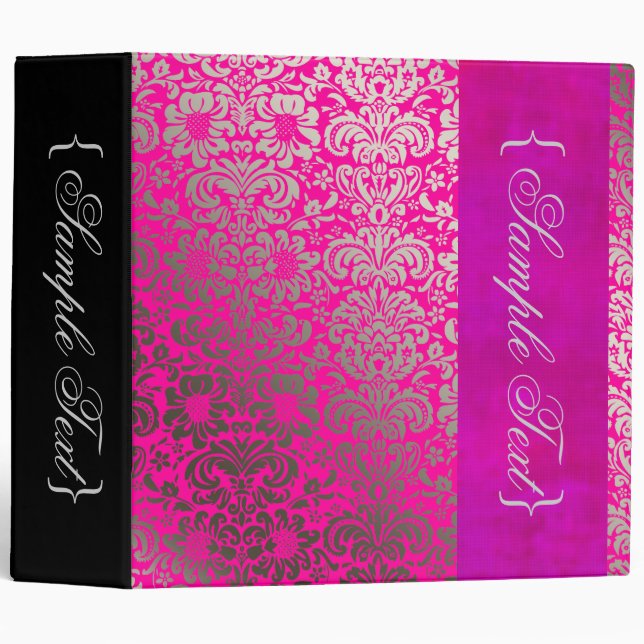 Classeur PixDezines Fidora / Faux SIlver Damask/DO-IT-YOURS (Devant/Côté)