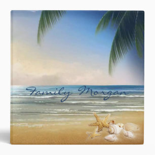 Classeur Plage adorable, coquillages, coucher de soleil, -P
