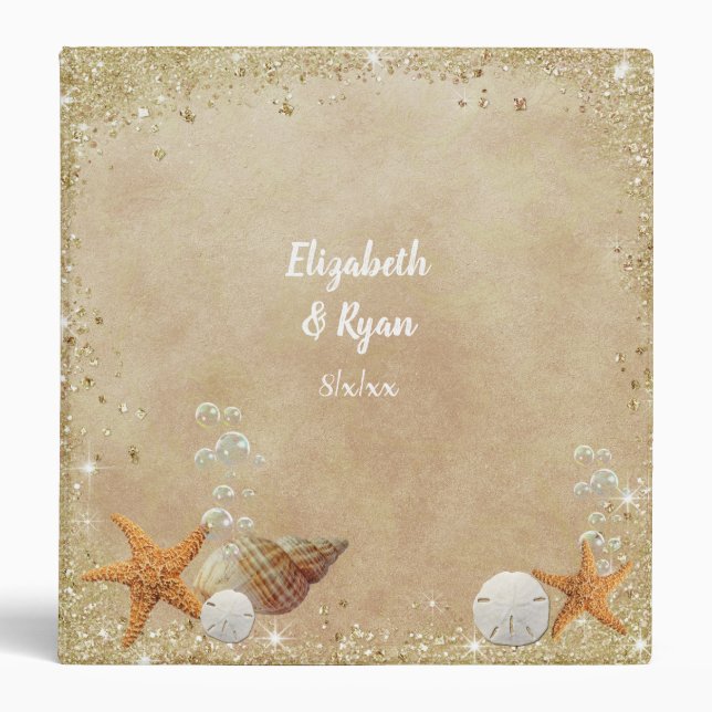 Classeur Plage Belle, Paillettes, Dollar de Sable, Mariage (Devant)