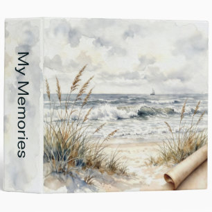 Classeur Plage océanique à l'aquarelle avec papier enroulé
