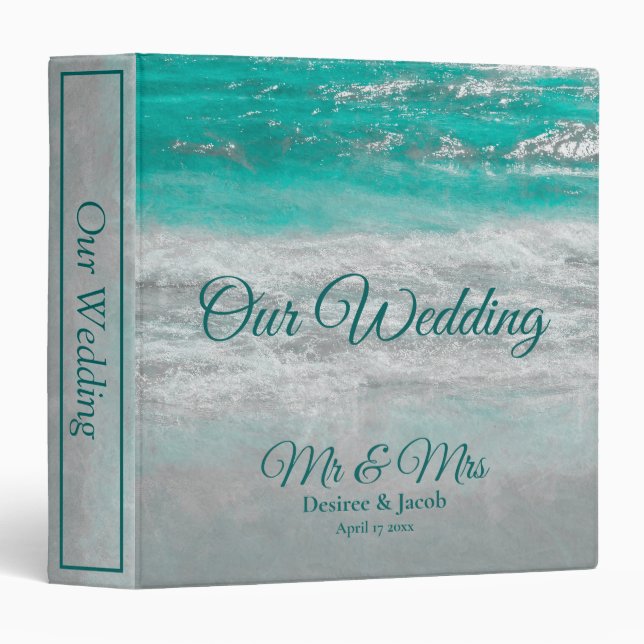 Classeur Plage Turquoise Tropical Ocean Waves Coastal (Devant/Côté)