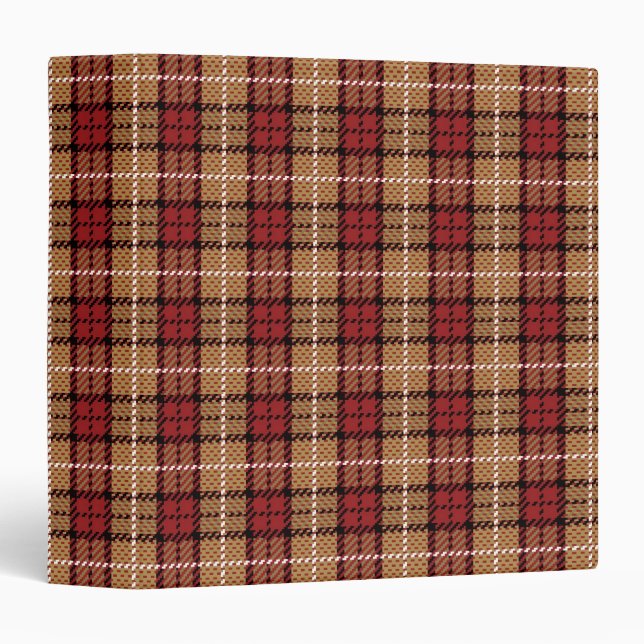 Classeur Plaid de pixel en rouge et or (Devant/Côté)