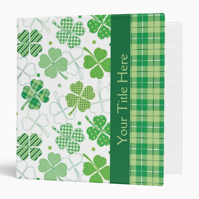 Classeur Plaid et shamrocks verts (Devant/Intérieur)