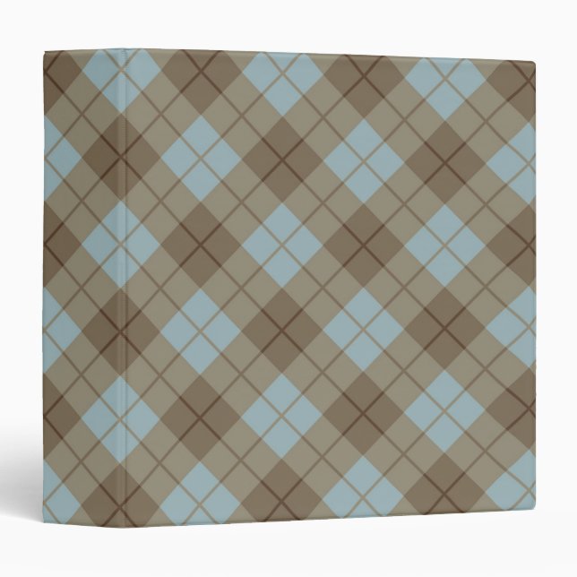 Classeur Plaid polarisé dans le bleu et le brun (Devant/Côté)