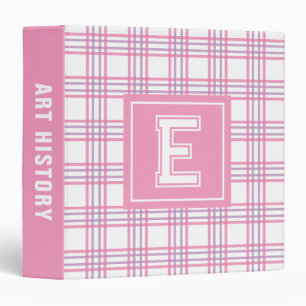 Classeur Plaid Prépa Monogramme Rose Violet École