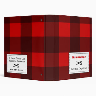 Classeur Plaid rouge et noir d'organisateur personnalisé de
