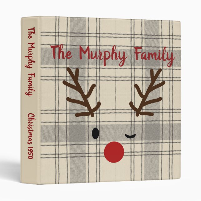 Classeur Plaid sur la famille des rennes de Noël (Devant/Côté)