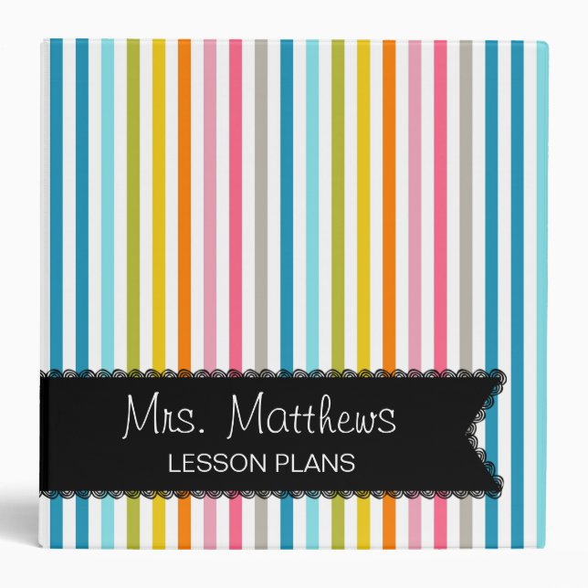 Classeur Plan de leçon en bandes colorées (Devant)