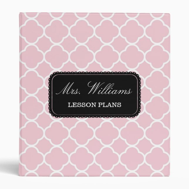 Classeur Plan de leçon Motif rose (Devant)
