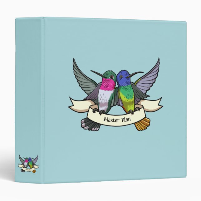 Classeur Plan directeur Mignons Colibris tenant du ruban (Devant/Côté)