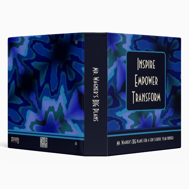Classeur Plan Masculine Customisé Enseignant Bleu Moderne (Arrière-plan)