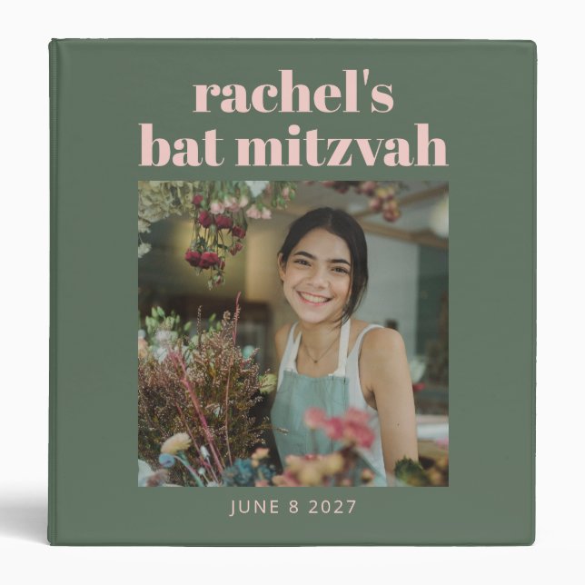 Classeur Plan photo en rose gras et en Bat mitzvah vert (Devant)
