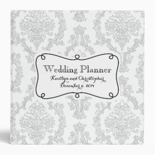 Classeur Planificateur argenté de mariage damassé
