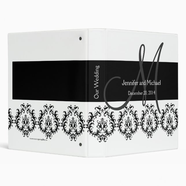 Classeur Planificateur blanc noir de mariage damassé de (Arrière-plan)