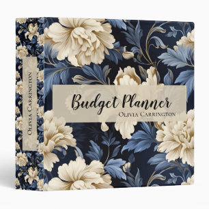 Classeur Planificateur de budget personnalisé Floral Bleu