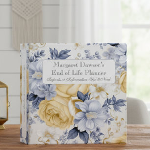 Classeur Planificateur de fin de vie floral jaune bleu et b