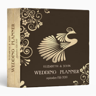 Classeur Planificateur de mariage adorable paon doré, fleur
