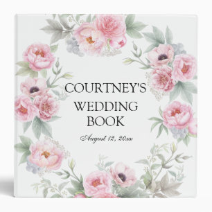 Classeur Planificateur de mariage aux roses roses aquarelle