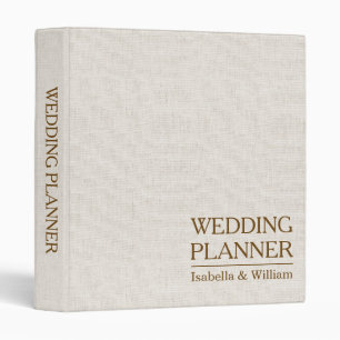 Classeur Planificateur de mariage élégant aspect lin beige