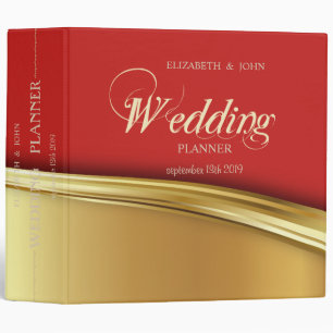 Classeur Planificateur de mariage élégant chic rouge or