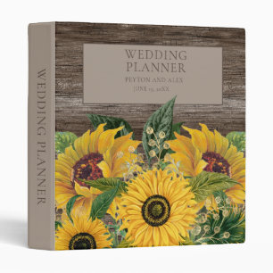 Classeur Planificateur de mariage en bois de tournesols jau
