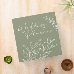 Classeur Planificateur de mariage Fleurs Bohème Vert Sauge