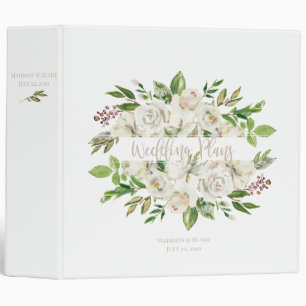 Classeur Planificateur de mariage floral blanc et champagne