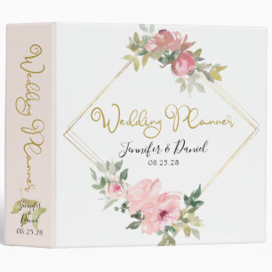Classeur Planificateur de mariage floral rose pâle aquarell