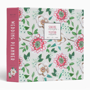Classeur Planificateur de mariage gris floral élégant