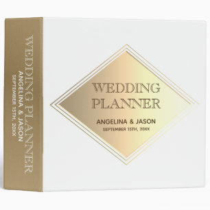 Classeur Planificateur de mariage simple blanc et or