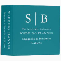 Planificateur de mariage turquoise à monogramme cl