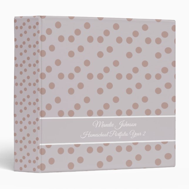 Classeur Planificateur Dots Blush Portfolio École à la mais (Devant/Côté)