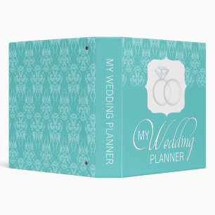 Classeur Planificateur turquoise de mariage damassé